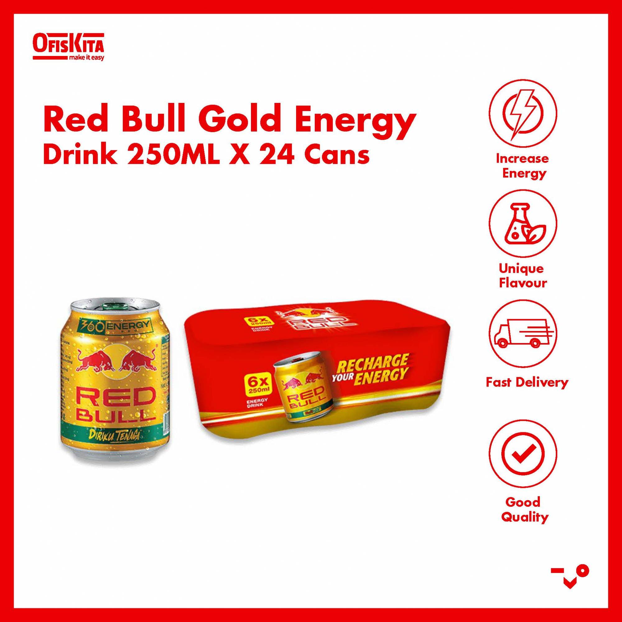 Ofiskita Red Bull Gold Energy Drink 250ML X 24 Cans